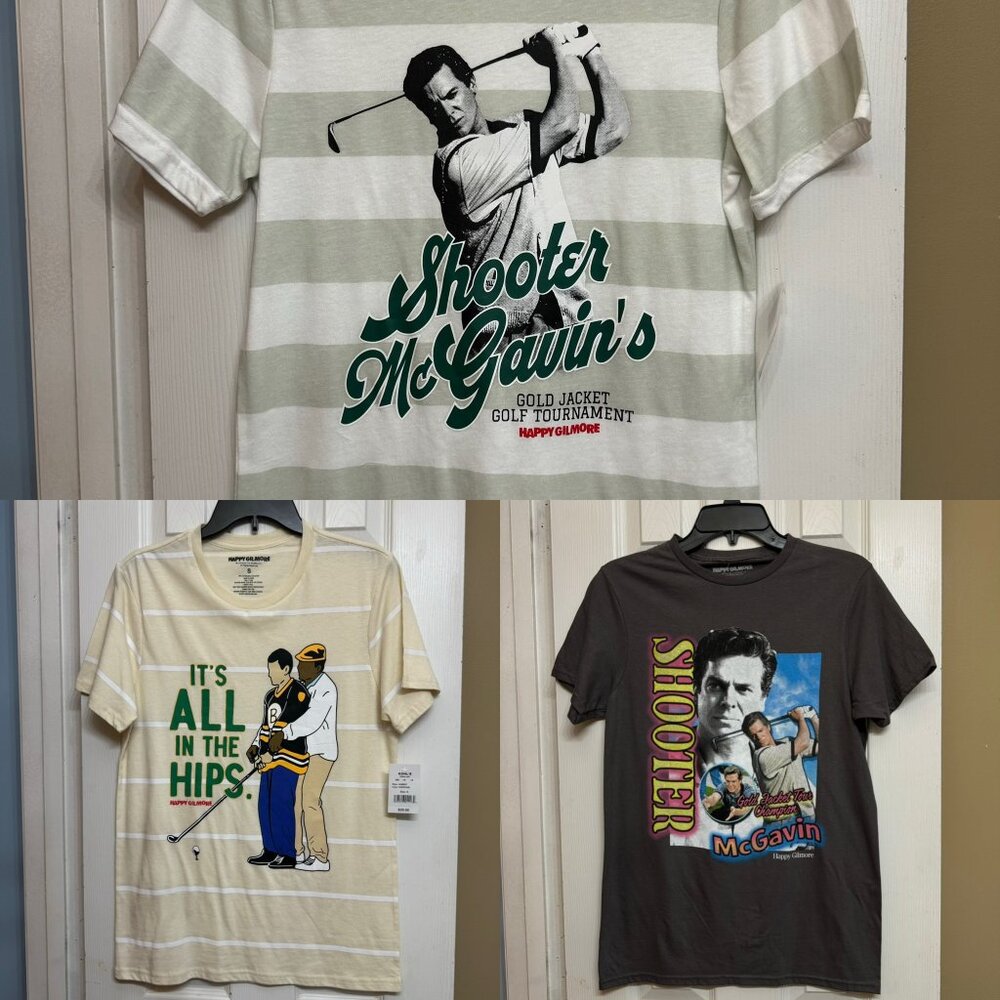 NWT Happy Gilmore TShirts Lot of 3 Men's Size S Shooter McGavin, Happy Gilmore